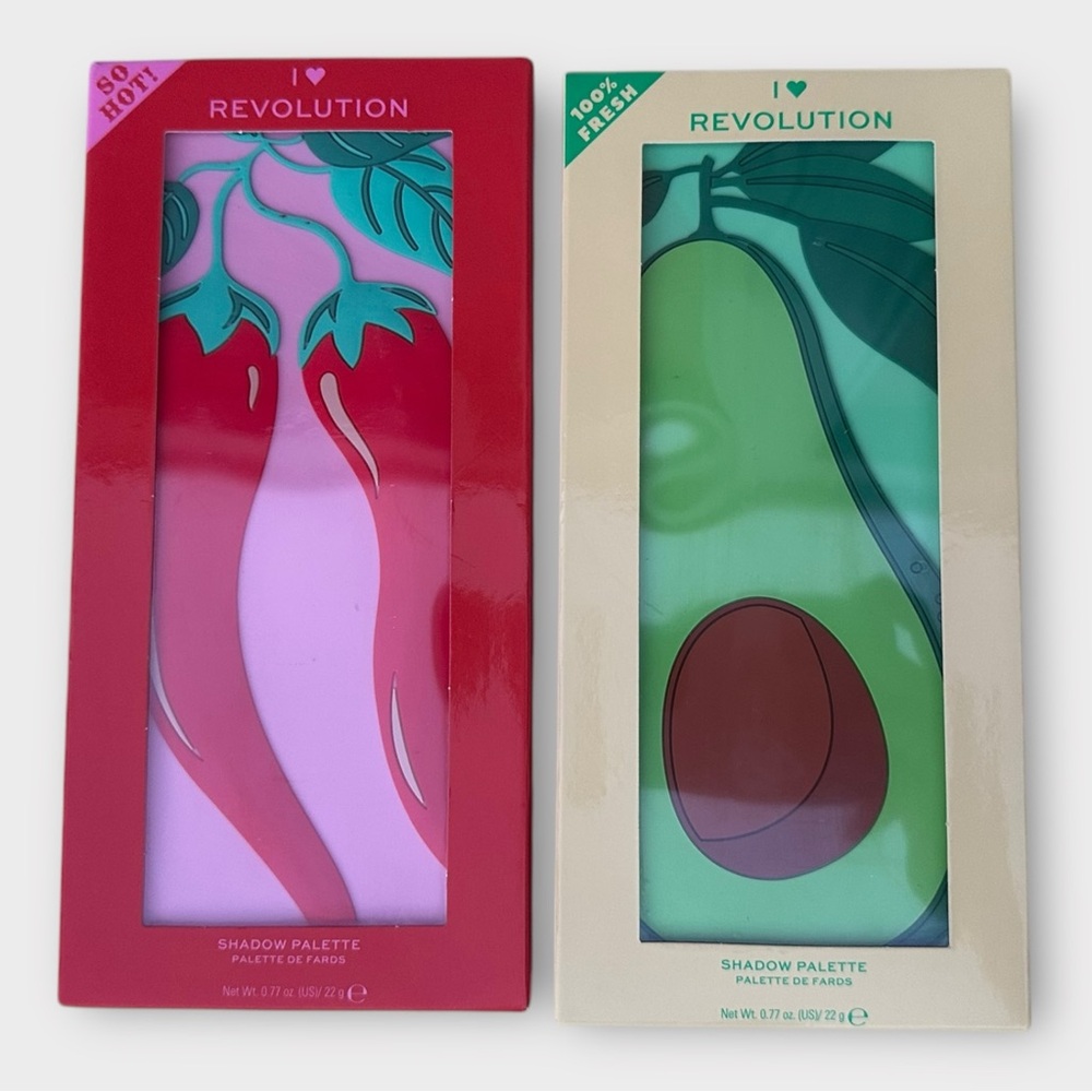 NEW I Love Revolution Bundle Eyeshadow Palettes in Tasty Chilli & Tasty Avocado